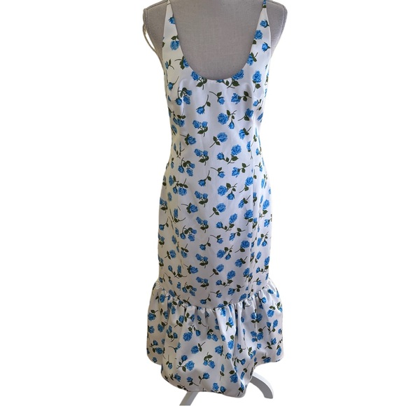 Michael Kors Collection Dresses & Skirts - Michael Kors COLLECTION White with Blue Floral Tank Flounce Dress 6 NEW